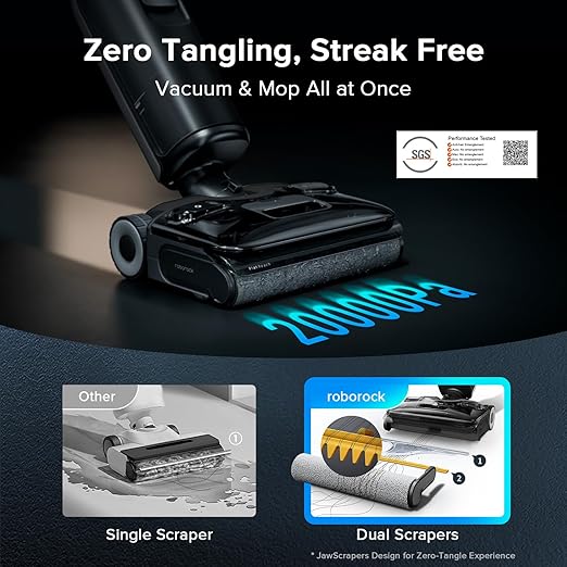 roborock F25 ACE Combo Wet Dry Vacuum Cleaner, 5-in-1 Cordless Stick Vacuum Mop, Smart Hard Floor Washer with 180° Lie-Flat, AI Assitant Wheels, Self Cleaning, 65 min Runtime, Whole House Cleaning