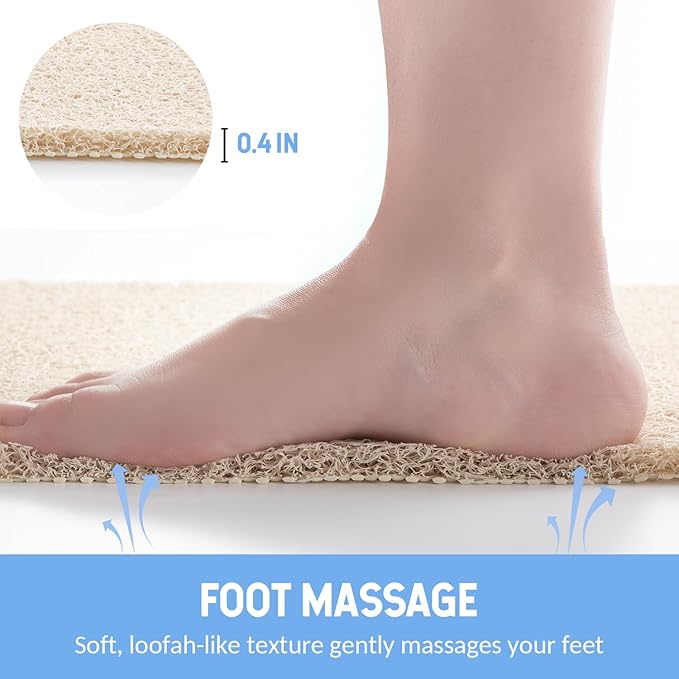 Non Slip Bathtub Mat, Anti Slip Shower Mat, Quick Drying Bath Tub Mats, Foot Scrubber Mat, Anti Slip Mat for Tub, Floor, Bathroom, Home, Kitchen, Hotel (Beige 32"x17")