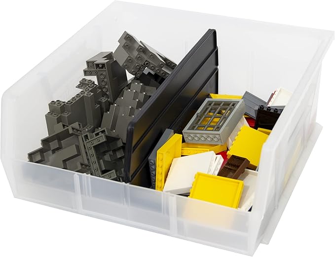 Akro-Mils TiltView Plastic Storage Cabinet with 6 Tilt Out Bins, Horizontal Parts Organizer, Teacher Toolbox, and Office Supply Organizer, 23-5/8" W x 3-1/2" H x 3-3/4" D, Stone