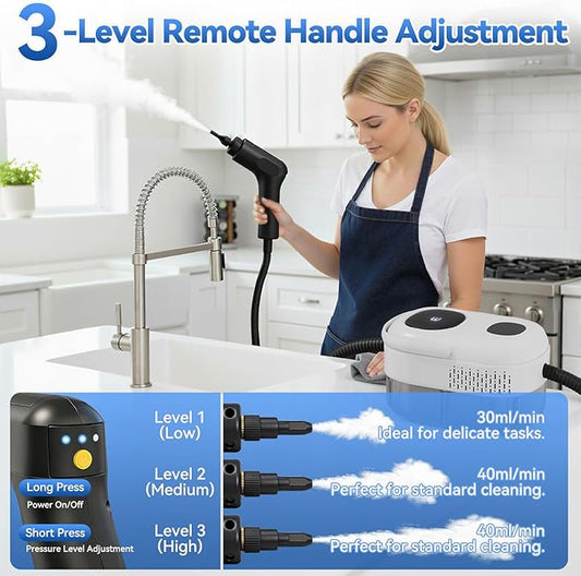 Handheld Steam Cleaner,2500W High-Pressure Steamer for Cleaning, 15s Fast Heat-Up&1.4L Large Tank,3-Level Adjustable Handle with 14 Accessories,Portable Steam Cleaner for Home,Car,Furniture,Bathroom