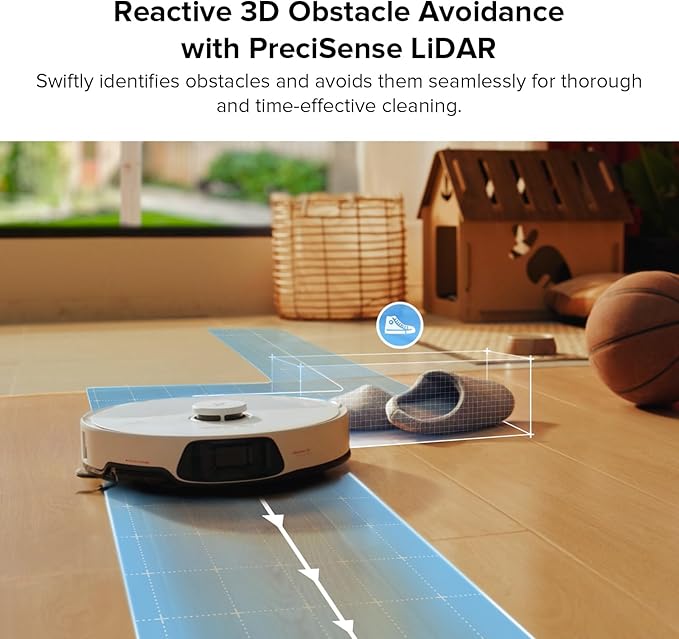 roborock S8 Max Ultra Robot Vacuum and Mop, All-in-One Dock, PreciSense LiDAR Navigation, Smart Dirt Detection, Self-Emptying, 8000Pa Suction for Various Floors, 20mm Auto Lifting for Carpet, White