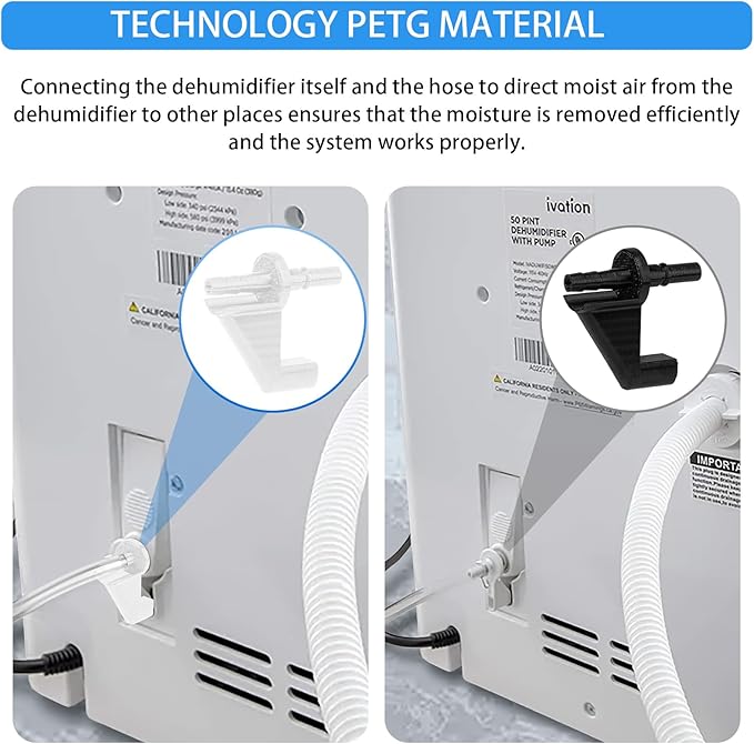 Dehumidifier Parts, Upgraded Dehumidifier Drain Adapter, Universal Fit AeonAir/Whirlpool/Idylis/Whynter RPD-702WP Units, Enhanced Drainage Efficiency (White)