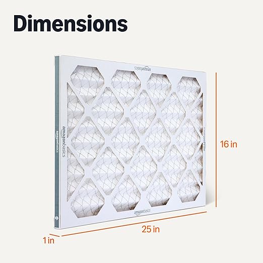 Amazon Basics MERV 5 AC Furnace Air Filter, 16x25x1 inches, 6-Pack (Actual size: 15.75" x 24.75" x 0.75")