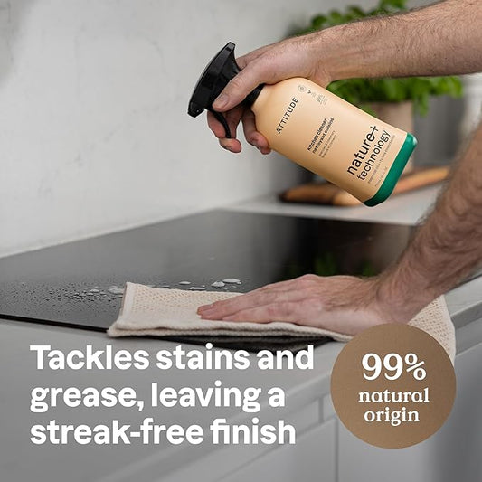 ATTITUDE Kitchen Cleaner Spray, Natural Origin Ingredients, EWG Verified, Cleans and Degreases, Streak-Less, Lavender & Rosemary, 26 Fl Oz (Pack of 3)