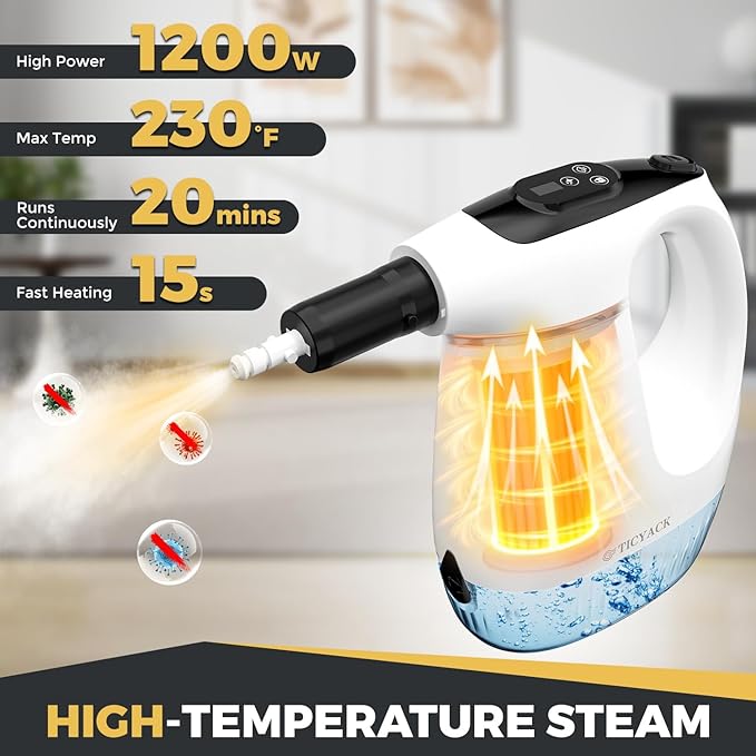 Handheld Steam Cleaner, 15S Rapid Heating, 3 Adjustable Modes, 14 Cleaning Kits, Steam Cleaner for Home, Kitchen, Bathroom, Car