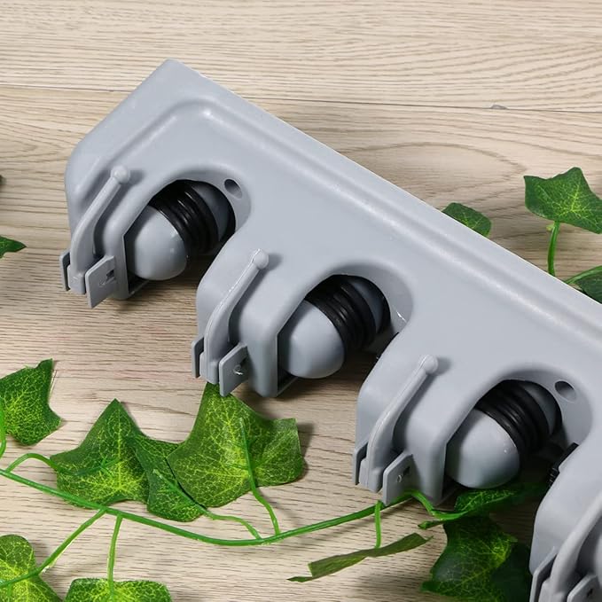 Zerodeko Mop Broom Holder Wall Mounted Storage Rack with Slots and Hooks for Garden Garage and Kitchen Organization Grey and Easy to Install Utility Rack
