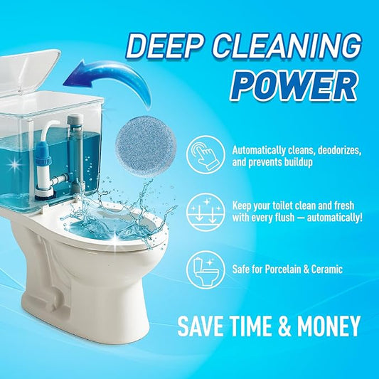 Toilet Bowl Cleaner Tablets 40 Pack, Long-Lasting Drop-in Tank Tablets with Sustained-Release Technology, Fight Tough Stains & Odors, Household & Commercial Use, Compatible with Most Toilets-Effective