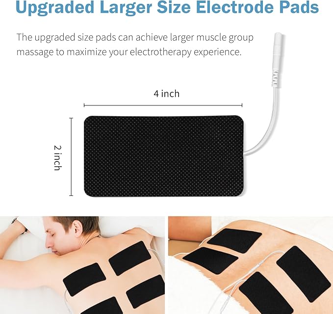 TENS Unit Replacement Pads 10 Pcs 2''x4'' Large Electrode Patches with Upgraded Self-Adhesive & Non-Irritating Design, Reusable 35 Times for Electrotherapy, Compatible with AUVON, TENS 7000