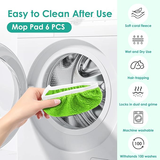 6Pcs Reusable Microfiber Mop Pads Compatible with Swiffer Sweeper Mops, Wet Sweeping Cloths & Dry Mopping Cloths, Washable Mop Pads for Surface/Hardwood Floor Cleaning (Not Fit to Swiffer Wetjet, XL)