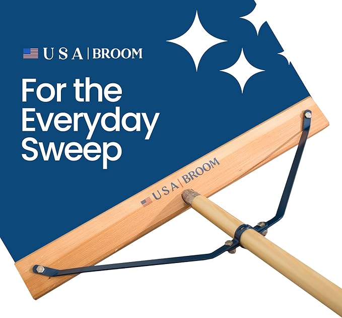 2 Pack Bundle - 24" Everyday Sweep Indoor/Outdoor Push Broom with 60" Handle. Ideal for Garages & Shops. Durable American Made Steel Brackets-All Stainless Steel Hardware. No Plastic. 100% USA Made.