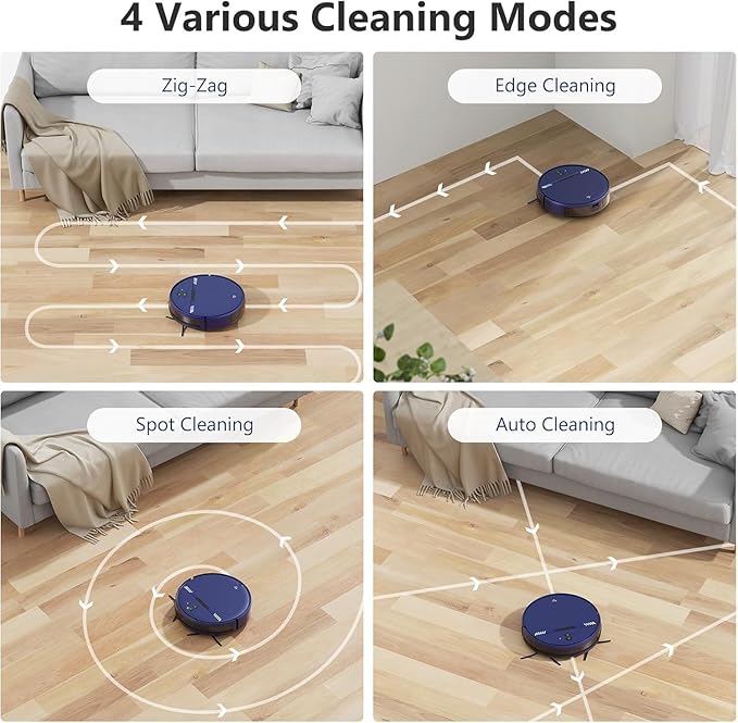 Robot Vacuum and Mop Combo, Robotic Vacuum Cleaner 2 in 1 with WiFi/App/Voice, Schedule, Water Tank and Dustbin, Self-Charging, Slim, Ideal for Hard Floor, Pet Hair, Carpet