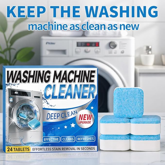 Washing Machine Cleaner Tablets (24 Pack) – Deep Cleaning & Descaling Tablets for HE, Front Load & Top Load Washer, Removes Odor, Residue & Hard Water Buildup (2-Year Supply)