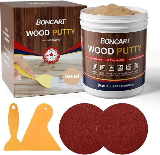 Wood Filler,Wood Putty,Wood Filler Paintable,Wood Repair Putty Stainable,9.87 Ounce Natual Wood Filler,Wood Furniture Repair Kit,Quickly Repair Any Broken and defective Wooden Furniture