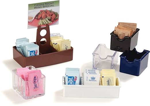 Carlisle FoodService Products Sugar Caddy for Kitchens, Plastic, 50 Packets, Black