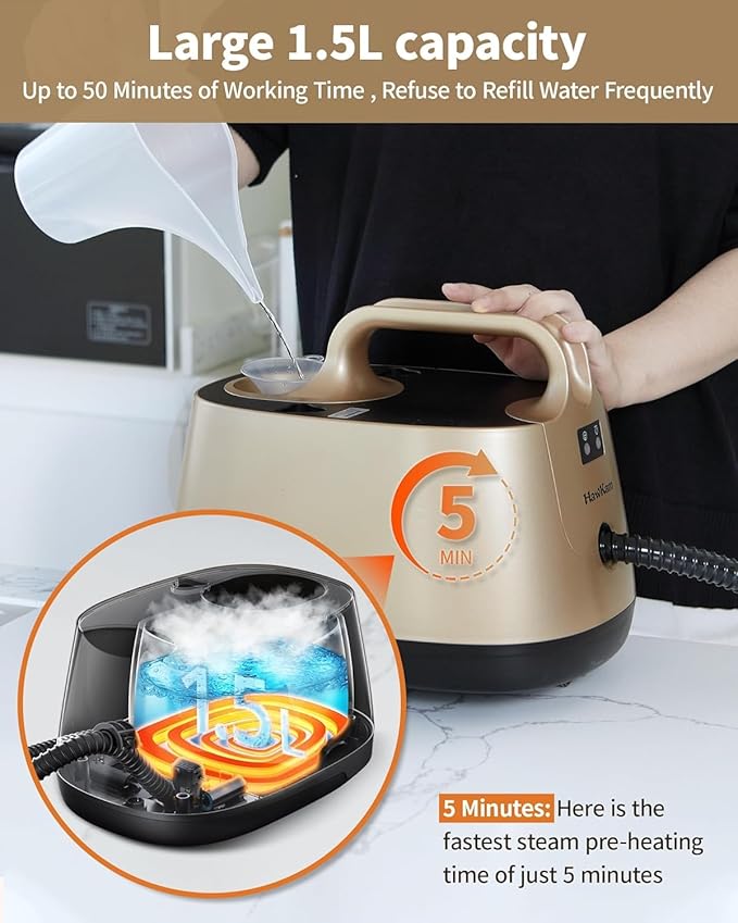 Carpet Steam Cleaner for Home, 293°F 58 PSI Powerful Multipurpose Handheld Steam Mop, 21 Attachments, 50Oz Capacity, Heavy Duty Steamer for Carpets, Floors, Cars, Tiles, Crack Cleaning, Turquoise