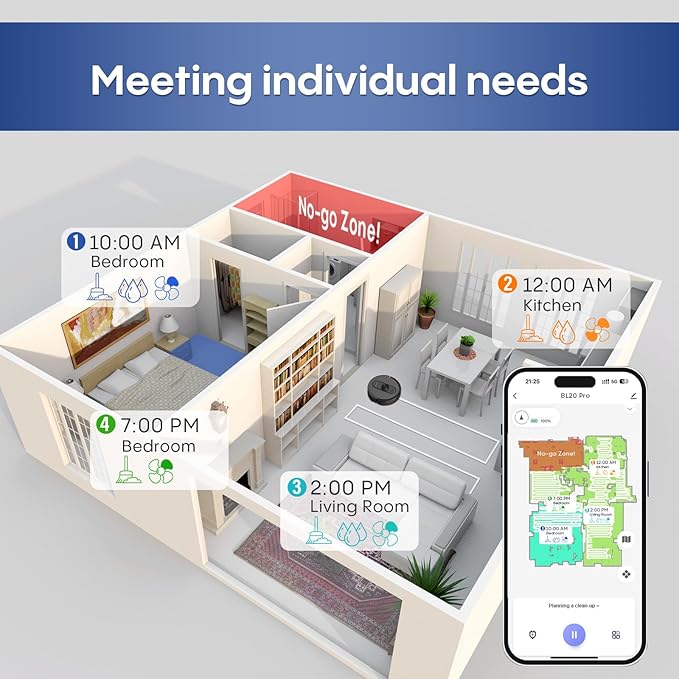 Robot Vacuum and Mop with LiDAR Navigation, 5000Pa Robot Vacuum Cleaner with Self-Emptying, 90-Day Hands-Free,Mapping, Wi-Fi/App/Alexa Control, Ideal for Pet, Hard Floors, Carpet