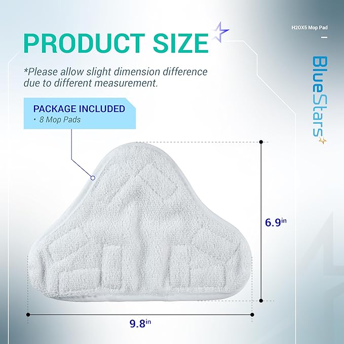 BlueStars 10-Pack H2OX5 Microfiber Steam Mop Pads Replacement – Compatible with H2O H20 Steam Mop X5 – Washable & Reusable, Exact Fit for H2O X5 Steam Cleaners