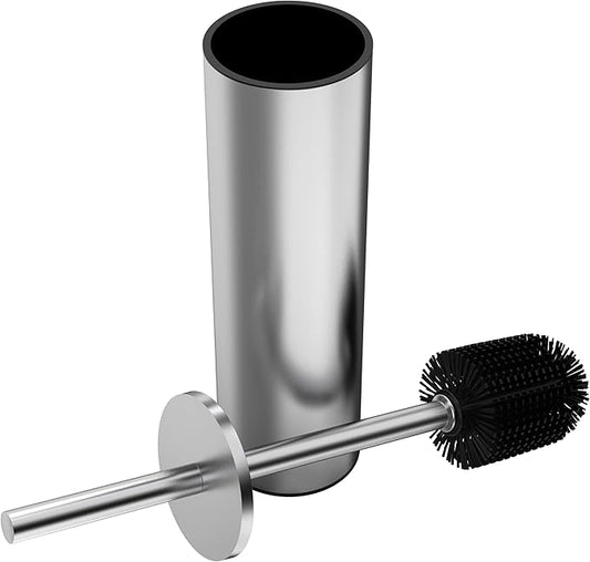 Toilet Brush and Holder Set, Stainless Steel Toilet Bowl Brush with Lid, Rust Proof Toilet Cleaner Brush with Caddy, Durable Bristles, Splash Proof, Ideal for Bathroom (1 Pack, Brushed Nickel)