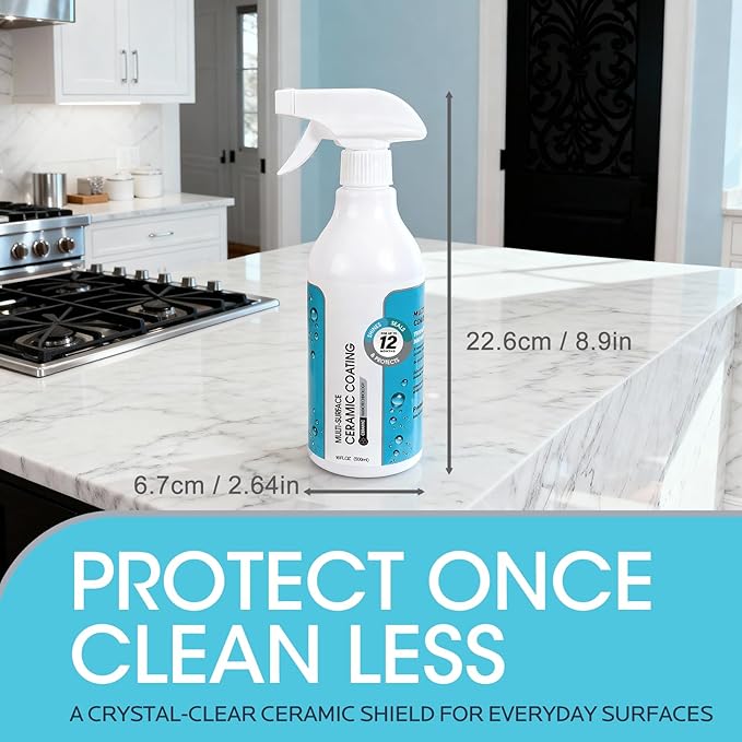 Ceramic Coating Spray for Stainless Steel & Glass - Fingerprint & Water-Spot Repellent, Long-Lasting Surface Protection for Kitchen & Bath (500ml)