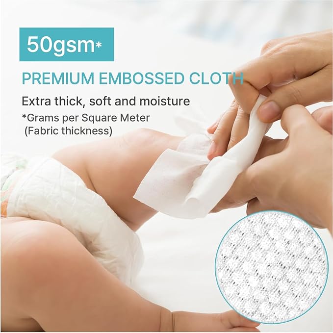 BEBESUP Korea's #1 Light Baby Wipes - Hypoallergenic, Water-Based, Unscented, Alcohol & Paraben-Free – 50 GSM for sensitive skin Flip-Top Plant Based Baby Wipes (1 Pack)