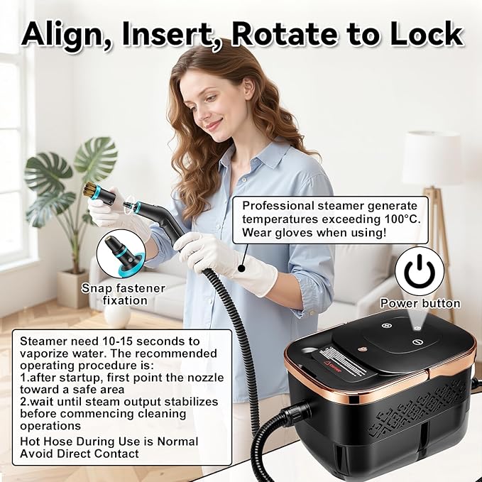 Steam Cleaner, 2500W Portable Handheld Steamer for Cleaning, Large Capacity Tank Pressurized Steam Cleaning Machine for Home, Car, Bathroom, Kitchen, Furniture, Grout, Floor, Tile