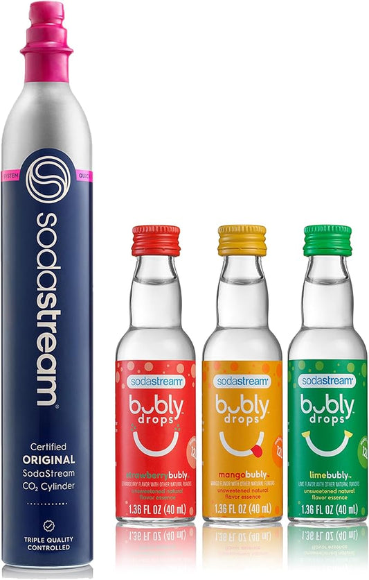 SodaStream Quick Connect CQC 60L Co2 Stock-Up Bundle with Bubly 3-Pack
