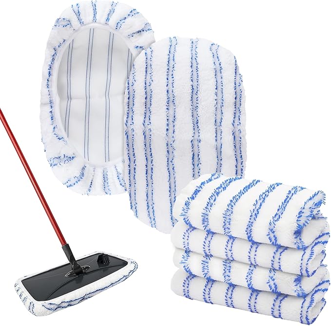 6 Pack Microfiber Mop Pads Covers Replacement Compatible with Oceda,Terry Cloth Mop Refills 15x8 Inch Pads for Wet Dry Hardwood Floor Cleaning, Washable & Reusable Mopping Pads