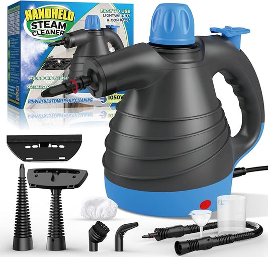 Handheld Steam Cleaner - 275°F High Temperature Fast Heating Multi-Purpose Portable Deep Steam Cleaner for All Surfaces With 9pcs Accessories, 100% Chemical-Free Steamer for Cleaning Home Car Grout