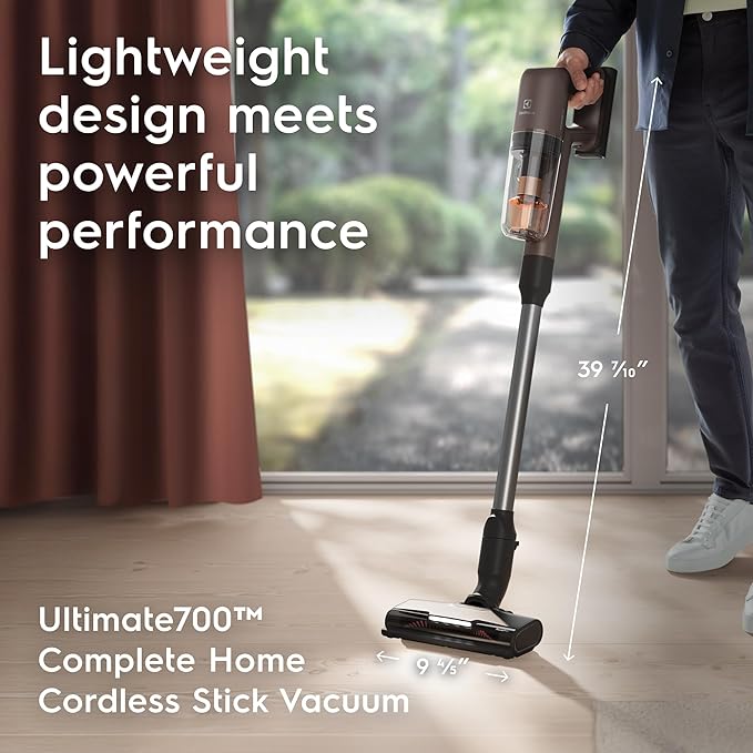 Electrolux Ultimate700 Complete Home Cordless Stick Vacuum with 3 Specialized Nozzles (Multi-Surface, Hard Floor & Pet), 50-Minute Run Time, 4 Power Modes, Walnut Brown