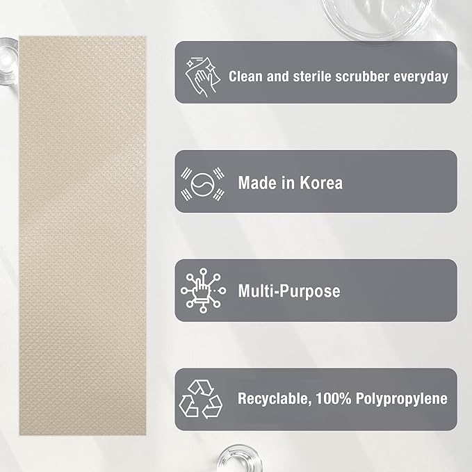 Daily Dish Scrubber Sheet Non-Scratch Household Disposable Cleaning Sponges | Recyclable, Eco-Friendly & Perfect for Kitchen, Home Cleaning and Outdoor Use (1, Beige)