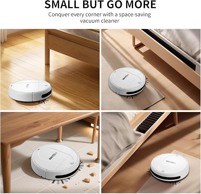 Robot Vacuum and Mop Combo, Robot Vacuum Cleaner,3-in-1 Robot Vacuum, Low Noise, Slim Design, Anti-Tangle, Advanced Obstacle Avoidance, Perfect for pet Hair, Carpets, and Hard Floors (White)