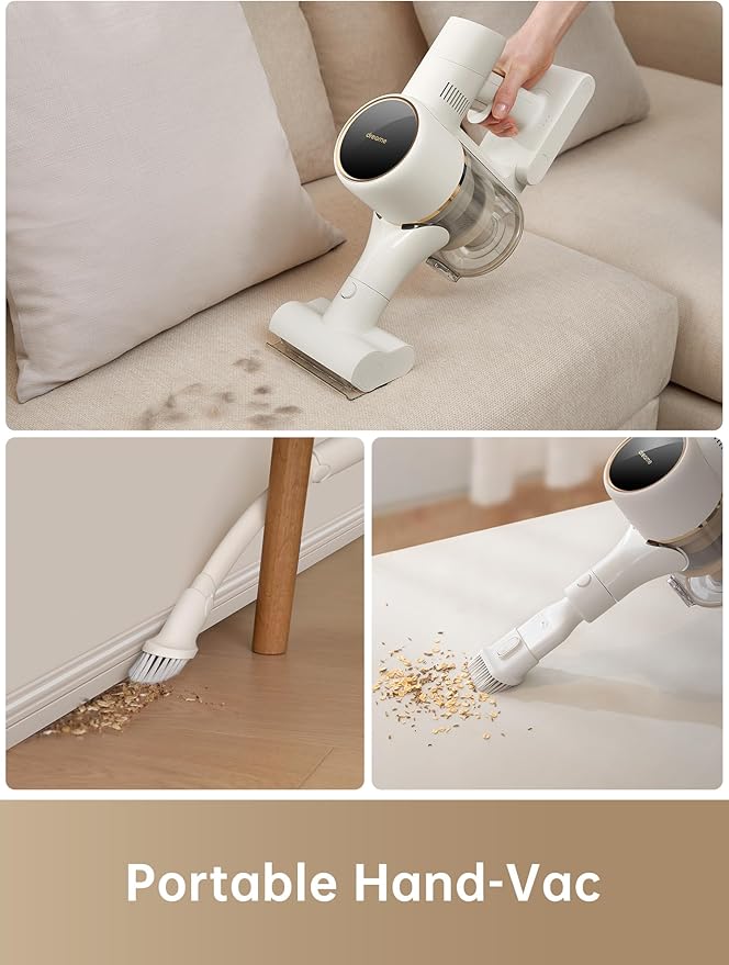 DREAME Cordless Stick Vacuum Cleaner for Home, Powerful 120AW Suction with Anti-Tangle Brush, LED Headlights, Five-Layer Filtration, Up to 60 Mins, Handheld Vacuum Deep Clean Hair, Hard Floor, Carpet