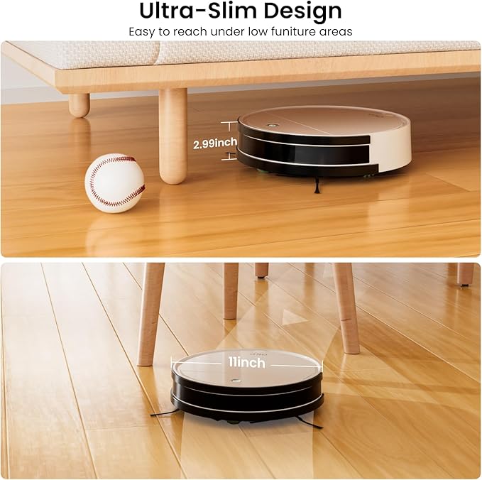 OKP Robot Vacuum Cleaner K5B, Super Thin, Powerful Suction, Cleaning Schedules, Self-Charging, Robotic Vacuums with Wi-Fi/App/Alexa Control, Ideal for Pet Hair Carpets Hard Floors