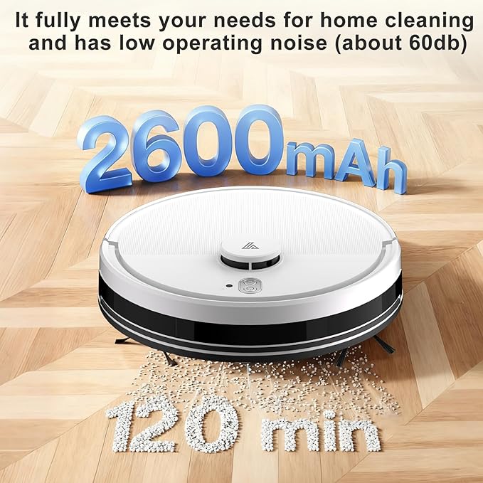 Robot Vacuum and Mop Combo, Robotic Vacuums with LiDAR Navigation, Smart Mapping, Strong Suction, with WiFi/App/Alexa/Voice Control, Obstacle Avoidance, for Home, Wood/Hard Floors, Pet Hair