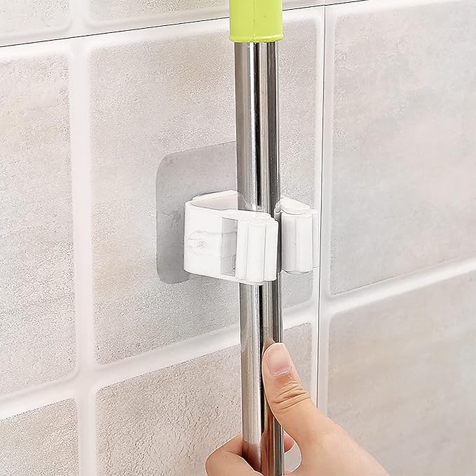 EVTSCAN 3pcs Mop and Broom Holder - Wall Mounted Broom Organizer Laundry Room Home Garden Garage Storage and Organization Rack(White)