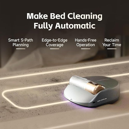 X1 Robot Bed Vacuum, Automatic Mattress Vacuum Cleaner with Intelligent Path Planning, UV-C Light, HEPA Filter, One-Click 100% Dust & Pet Hair Removal for Bed, Mattress, Sofa, Carpet