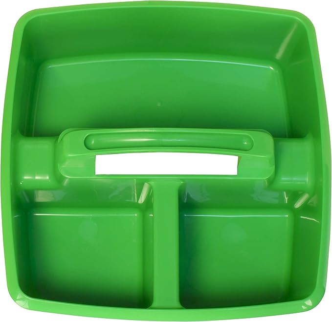 Storex 3-Compartment Small Caddy – Multipurpose Classroom Organizer with Handle, Green, 5-Pack (00951U06C)