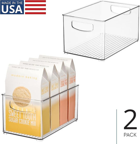 iDesign Stackable Clear Plastic Bin - Kitchen Organizers and Storage for Fridge and Pantry, 2-Pack