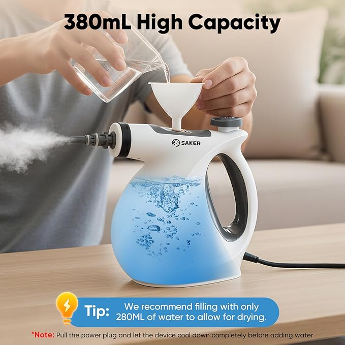 Saker Handheld Steam Cleaner New,Portable Steam Cleaner for Home,1050W Steam Cleaner,4 Fiber Cloths for Quick Heating & Deep Cleaning of Floors, Cars, and Kitchen
