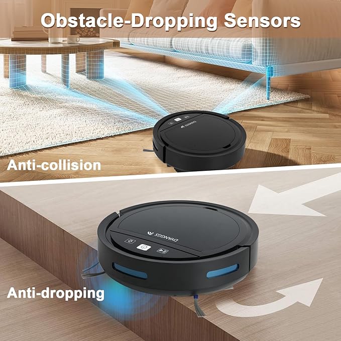 Robot Vacuums and Mop, Sweeping and Mopping Robot Wi-Fi/Voice/App Robot Vacuum pet Hair,Drop Proof,Electric Floor Cleaner for Mopping,Ultra Slim,Ideal for Hard Floors, Carpets