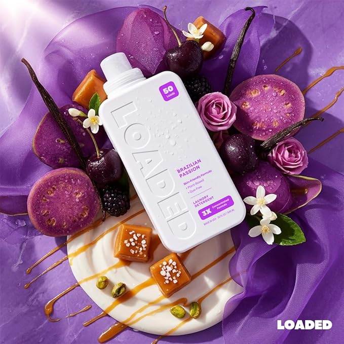 Loaded Laundry Detergent, Luxury Perfume Scented | 50 Loads | Pistachio & Caramel | Skin-Friendly & Plant-Based | Made in USA | 32 oz