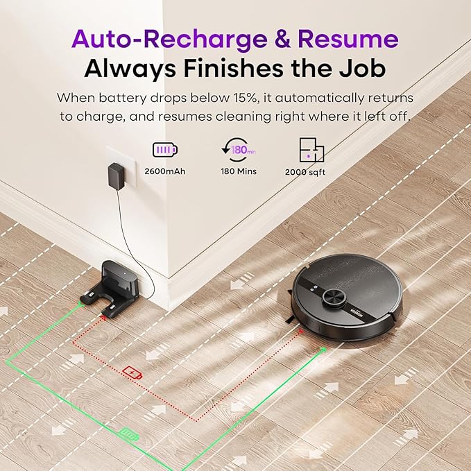 MONSGA Robot Vacuum and Mop Combo, 7000Pa Robotic Vacuum with Lidar Navigation, 180mins Runtime, Tangle-Free Robot Mop, 5 Editable Maps, APP/Remote/Voice Control, Ideal for Hard Floors and Carpets