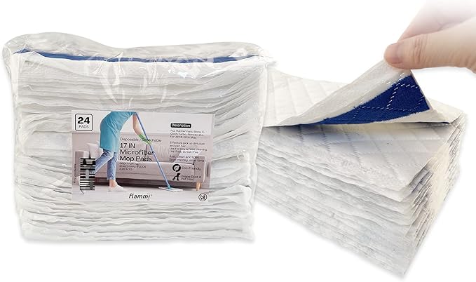 Microfiber Disposable Mop Pad for All 16-18'' Hook & Loop System Mop, Wet Dry Cleaning Pad Compatible with Bona,Rubbermaid,Turbo,Norwex (50 Pack)