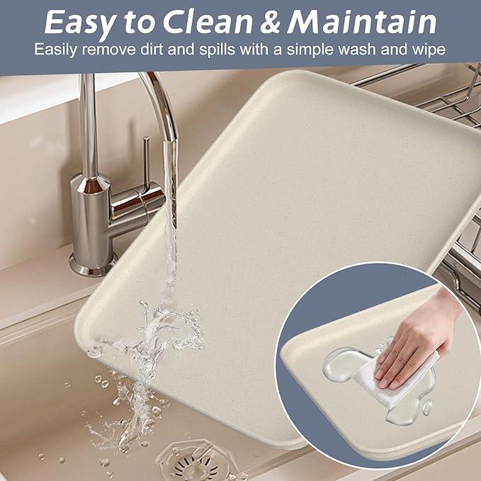 Flamorrow Dehumidifier Drip Pan for Home Dehumidifiers, Hard Plastic Dehumidifier Drain Tray Prevent Leaks, Waterproof Dehumidifiers Mat for Basement Bedroom Protect floor, Beige, 15.5"x10.5"