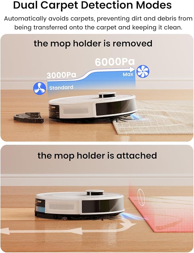 Lefant M2L Plus LiDAR Robot Vacuum and Mop, 190° PSD Obstacle Avoidance, 6000Pa Strong Suction, 75-Day Capacity, Multi-Floor Mapping, 130 Min Runtime, WiFi/Alexa/APP/iWatch