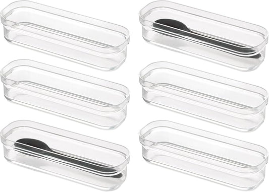 iDesign Plastic Drawer Organizer Bins - Storage for Kitchen, Bathroom, and Desk Drawers - Set of 6 - Clear
