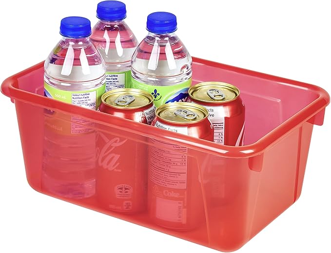 Storex Small Cubby Bin, 12.2 x 7.8 x 5.1 Inches, Candy Red, 5-Pack (62475U05C)