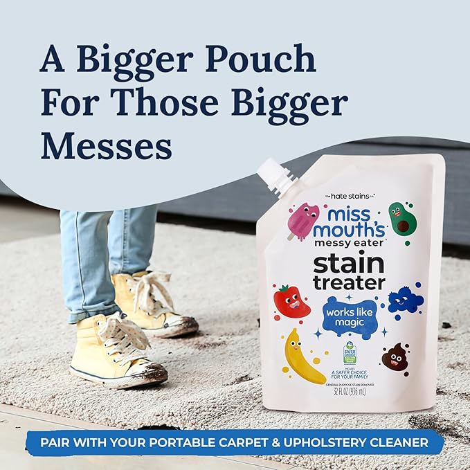 Miss Mouth's Messy Eater Stain Treater - 32oz Refill - Newborn & Baby Essentials - No Dry Cleaning Food, Grease, Coffee Off Laundry, Underwear, Fabric