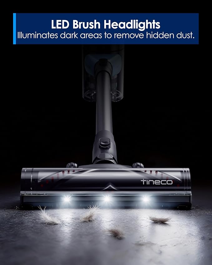 Tineco Pure ONE S20 Cordless Vacuum Cleaner,Clogless Brush Design,Up to 55 Minutes of Runtime,6-Stage Filtration System,LED Brush Headlights, Stick Vacuum Cleaner for Pet Hair, Carpet & Hard Floor