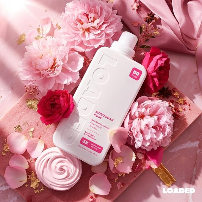 Loaded Laundry Detergent, Luxury Cologne Scented | 50 Loads | Rose Petals & Peony | Skin-Friendly & Plant-Based | Made in USA | 32 oz